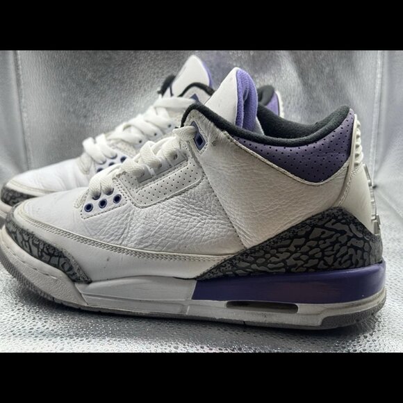 Size 7Y - Nike Air Jordan‎ 3 Retro Shoes Boys Purple White Sneakers DM0967-105 - Picture 6 of 12